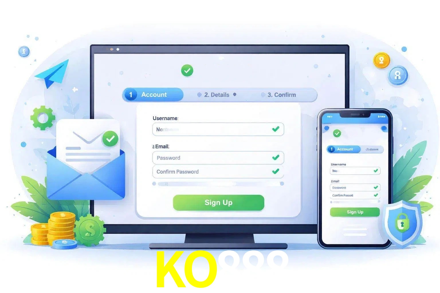 Registro de nuevo usuario y configuración de cuenta KO888